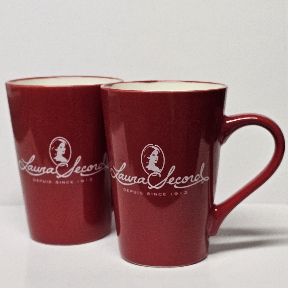 2 × 4.75" Red Laura Secord Coffee Mug Tea Cup Brands Unlimited